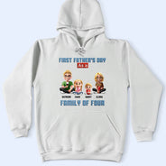 Family,Gift For Father,Happy - First Father's Day As A Family Of Three - Personalized T Shirt