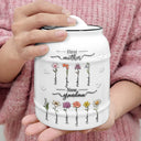 Gift For Mother,Gift For Grandma,Love,Happy - First Mom Now Grandma 3D Effect Birth Flowers - Personalized Cookie Jar
