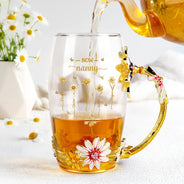Gift For Mother,Gift For Grandma,Love - First Mom Now Grandma Birth Flowers - Personalized Glass Flower Tea Cup