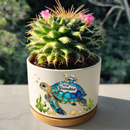 Gift For Grandma,Grandma - Grandkids,Gift For Mother,Beach,Happy,Non-Eng,Icon,Grateful - First Mom Now Grandma Turtle - Personalized Ceramic Plant Pot