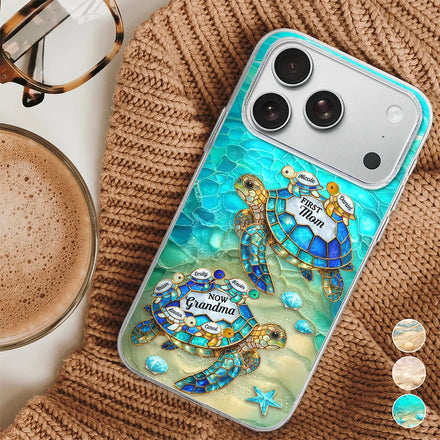 First Mom Now Grandma Turtle - Personalized Clear Phone Case