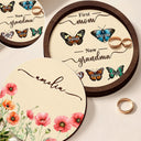 Gift For Grandma,Grandma - Grandkids,Gift For Grandparents,Gift For Mother - First Mom Now Grandma Watercolor Flower - Personalized 2-Layered Wooden Ring Dish