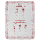 Christmas,Grandma - Grandkids,Gift For Grandma,Happy - First Mom Then Grandma Birth Month Flower Chinoiserie Toile - Personalized Fleece Blanket, Sherpa Blanket