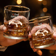Gift For Father,Gift For Men,Happy,Vector - First Time Ever As A Family Of Three - Personalized Whiskey Glass