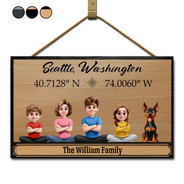 Gift For Yourself,Gift For Mother,Gift For Father,Gift For Grandpa,Gift For Grandma,Family,Happy - Location Coordinates Welcome To Our Home - Personalized Wood Rectangle Sign