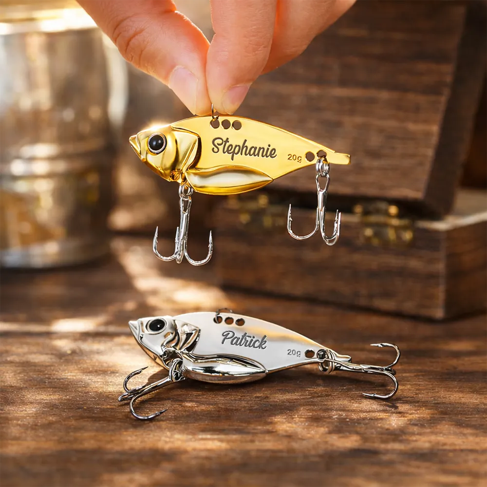 Fishing,Funny,Gift For Men,Gift For Women - Fish Name Monogram - Personalized Metal Fish Lure Set