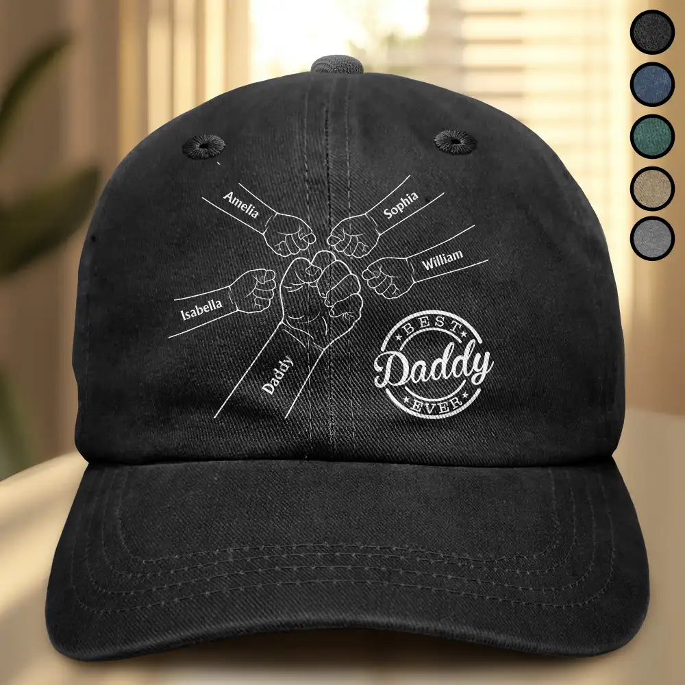 Fist Bump, Best Friends For Life - Personalized Vintage Washed Denim Cap