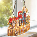 Gift For Couples, Dog Couple, Pet Lovers, Dog Lovers, Summer, Romantic, Vector - Flannel Couple You & Me And The Dogs - Personalized Window Hanging Suncatcher Ornament