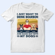 Pet Lovers, Pet Dad, Happy - Flat Art I Like Beer & Hang Out With My Dogs - Personalized T Shirt