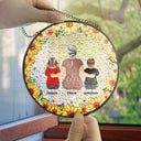 Gift For Wife,Gift For Women,Gift For Yourself,Gift For Mother,Gift For Aunt,Gift For Grandma,Gift For Daughter,Gift For Sisters,Single Mom,Mom - Daughters (Adult),Mom - Daughters (Young),Mom - Sons,Mom - Children,Grandma - Grandkids,Love - Floral Frame Grandma Mother And Children - Personalized Stained Glass Window Hanging Suncatcher