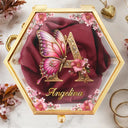Gift For Yourself,Gift For Women,Gift For Men - Flower Butterfly Monogram - Personalized Glass Jewelry Box
