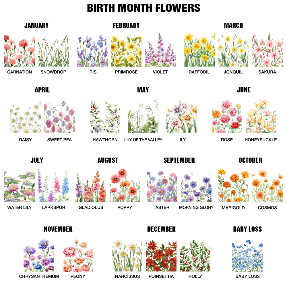 Gift For Yourself, Gift For Women, Icon, Happy - Birth Month Flowers In Bloom - Personalized Fabric Tote Bag