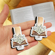 Gift For Yourself, Reading - Flowers Growing From Book - Personalized Custom Shaped Leather Magnetic Bookmark