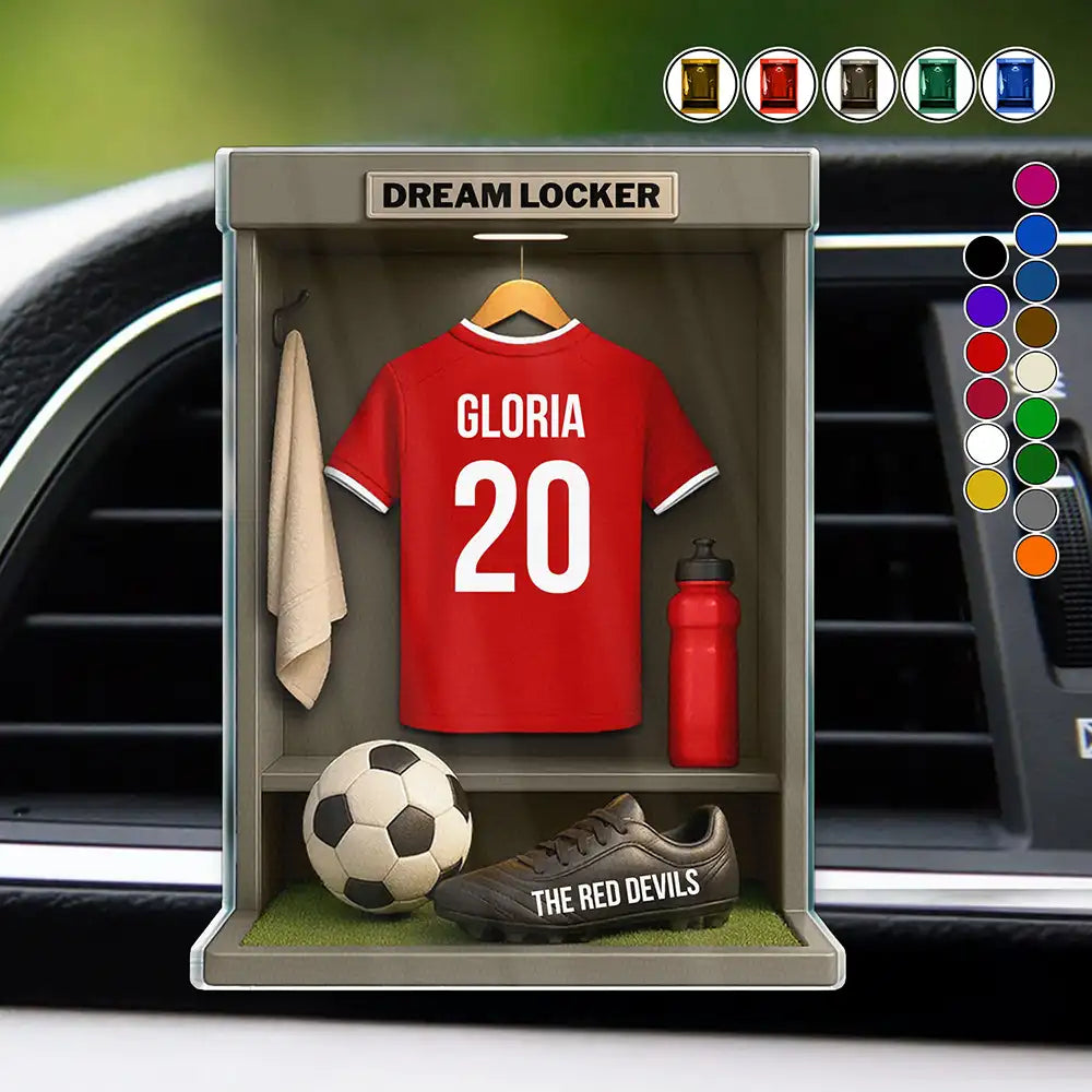 Football Soccer Locker 3D Effect - Personalized Acrylic Car Vent Clip