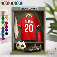 Football,Happy - Football Soccer Locker 3D Effect - Personalized Custom Shaped Acrylic Plaque