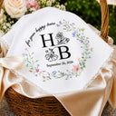 Sentimental,Gift For Children,Gift For Daughter,Wedding,Icon,Custom Text - Birth Flower Toile Blue Wedding Bridal To Daughter Granddaughter - Personalized Handkerchief
