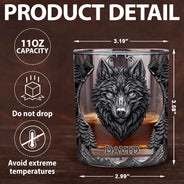 Gift For Yourself,Gift For Men,Happy - Forest Alpha Wolf Favorite Spirit Is Whiskey - Personalized Whiskey Glass
