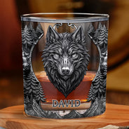 Gift For Yourself,Gift For Men,Happy - Forest Alpha Wolf Favorite Spirit Is Whiskey - Personalized Whiskey Glass