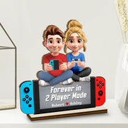 Gift For Couples,Gift For Husband,Gift For Wife,Gift For Boyfriend,Gift For Girlfriend,Happy - Forever In 2 Player Mode - Personalized Custom Shaped 2-Layered Wooden Plaque