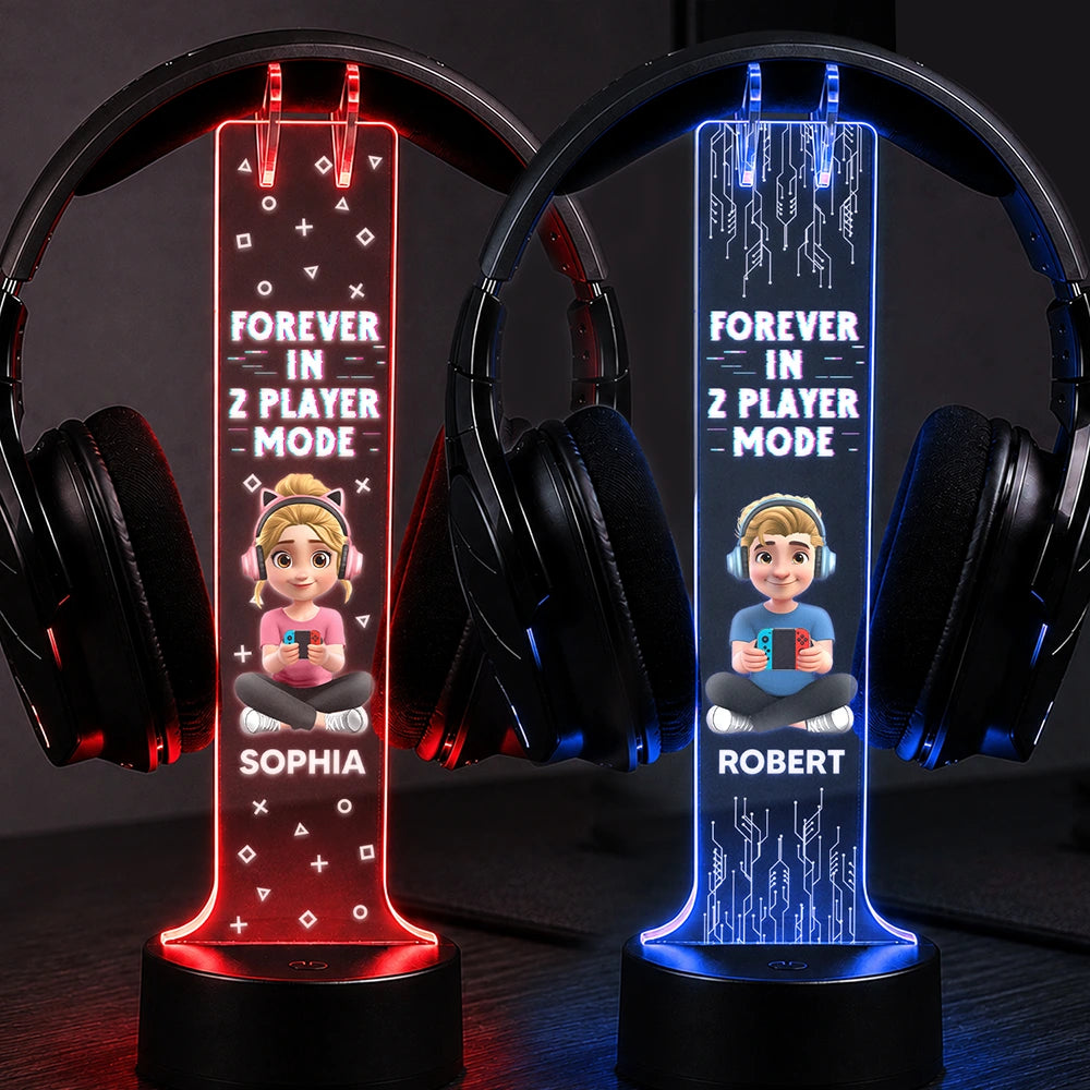 Forever In 2 Player Mode Gaming Couple - Personalized Headphone Stand