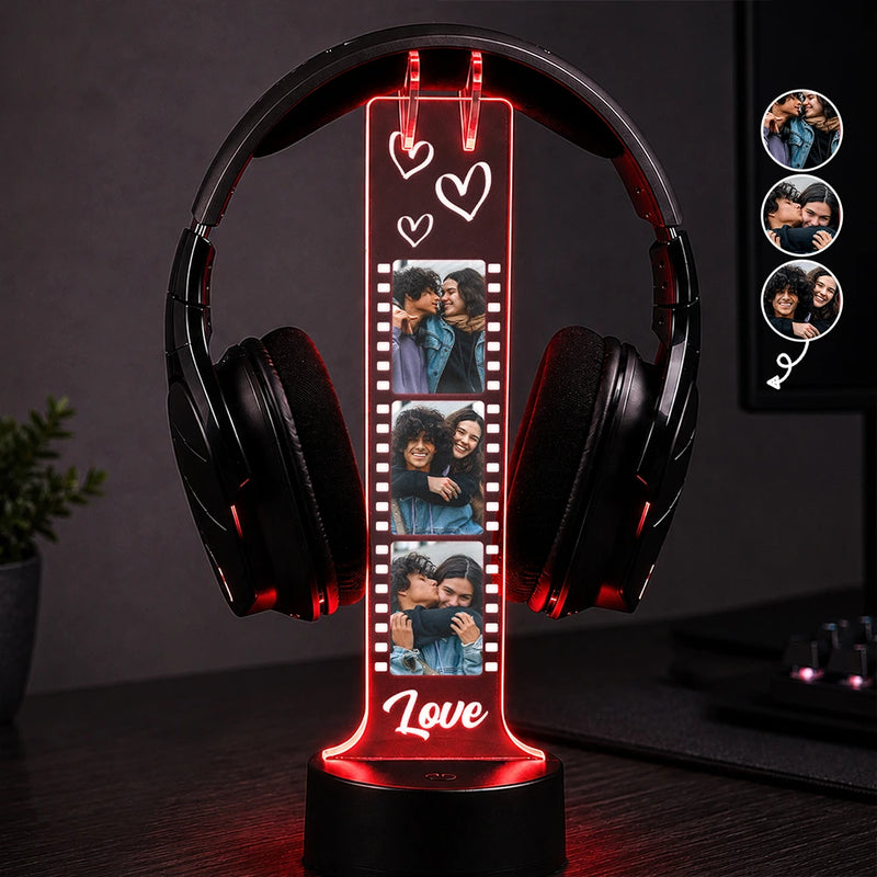 Custom Photo, Gift For Couples, Top Market, Wedding Anniversary, Romantic, Remove BG Photo - Custom Photo Besties Couple Film Strip - Personalized Headphone Stand