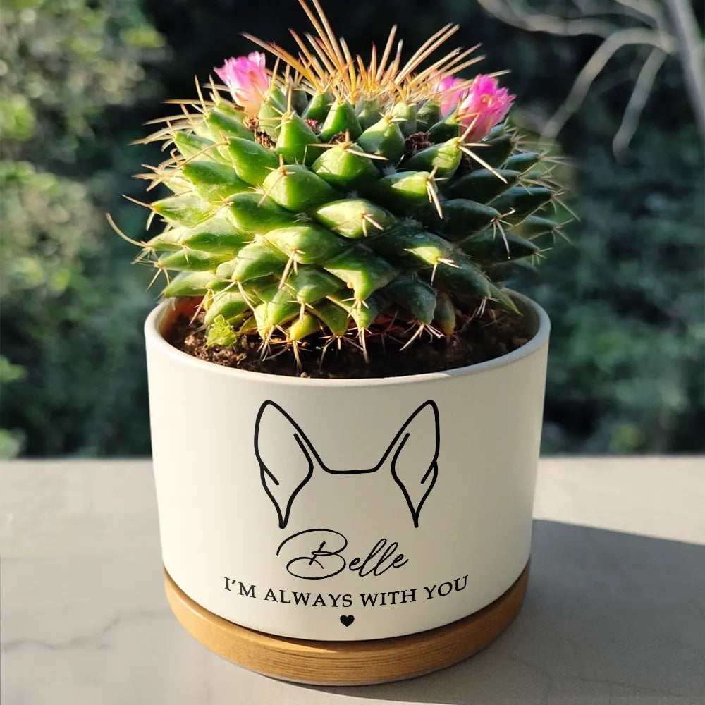 Pet Lovers,Pet Mom,Dog Lovers,Dog Mom,Dog Dad,Pet Dad,Cat Lovers,Cat Mom,Cat Dad,Memorial,Sad - Forever In Our Hearts Memorial - Personalized Ceramic Plant Pot