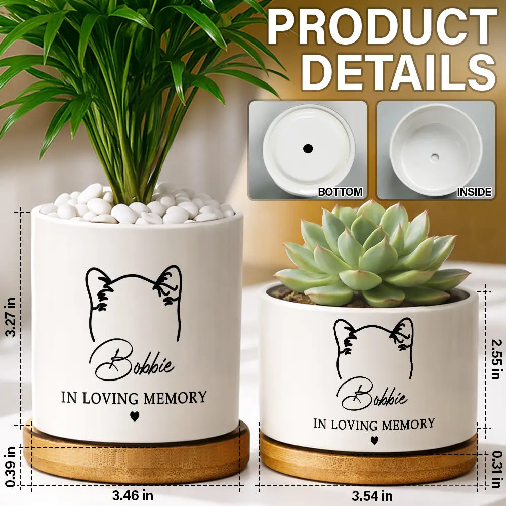 Pet Lovers,Pet Mom,Dog Lovers,Dog Mom,Dog Dad,Pet Dad,Cat Lovers,Cat Mom,Cat Dad,Memorial,Sad - Forever In Our Hearts Memorial - Personalized Ceramic Plant Pot
