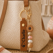 Gift For Yourself, Gift For Women, Memorial, Adorable, Icon - Forever Loved Memorial - Personalized Leather Beaded Keychain