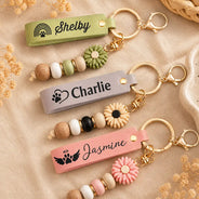 Gift For Yourself, Gift For Women, Memorial, Adorable, Icon - Forever Loved Memorial - Personalized Leather Beaded Keychain