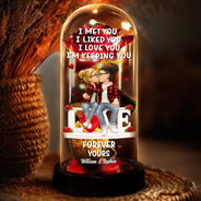 Gift For Couples,Gift For Husband,Gift For Wife,Gift For Boyfriend,Gift For Girlfriend,LGBT,Love - Forever Yours 3D Effect Flannel Couple - Personalized Everlasting Rose Dome Lamp