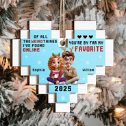 Gift For Couples,Gift For Husband,Gift For Wife,Gift For Boyfriend,Gift For Girlfriend,Love,Christmas - Found Love Online - Personalized 2-Layered Wooden Ornament