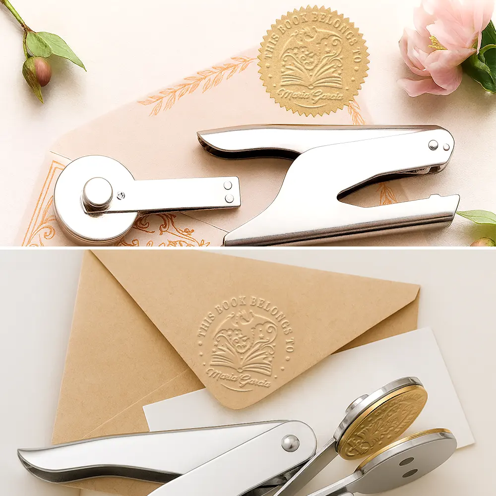 Reading,Gift For Yourself,Happy - From The Library Of Book Dragon - Personalized Embosser Stamp