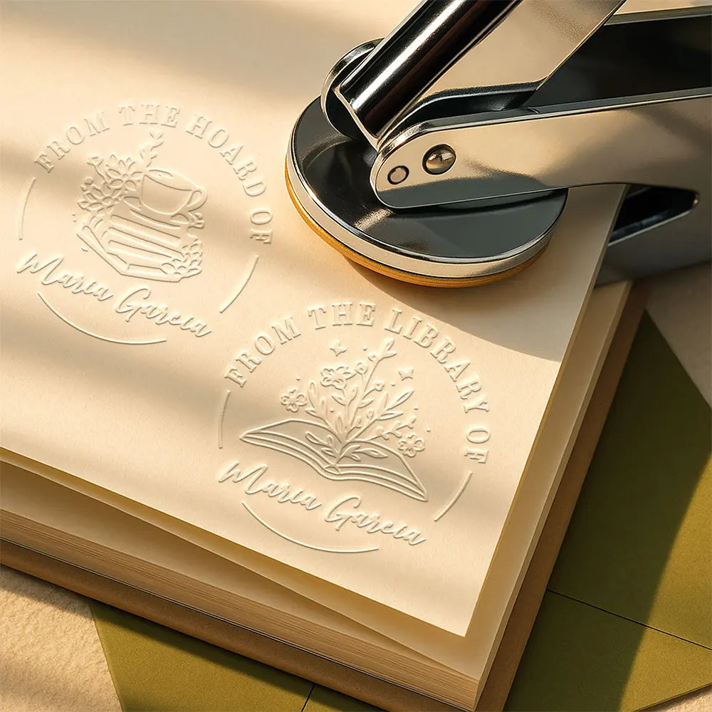 Reading,Gift For Yourself,Happy,Gift For Women,Gift For Men - From The Library Of Bookworm - Personalized Embosser Stamp