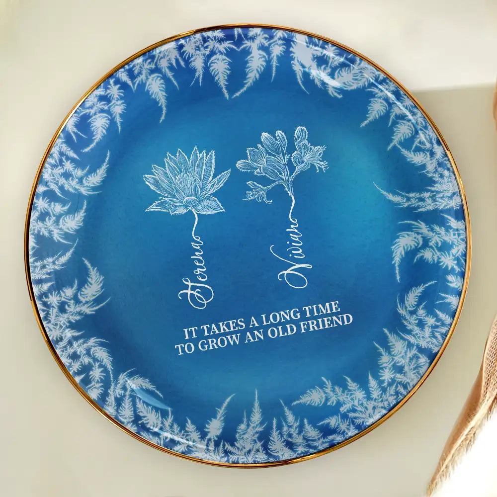 Frost Birth Flower Grow An Old Friend - Personalized Round Ring Dish