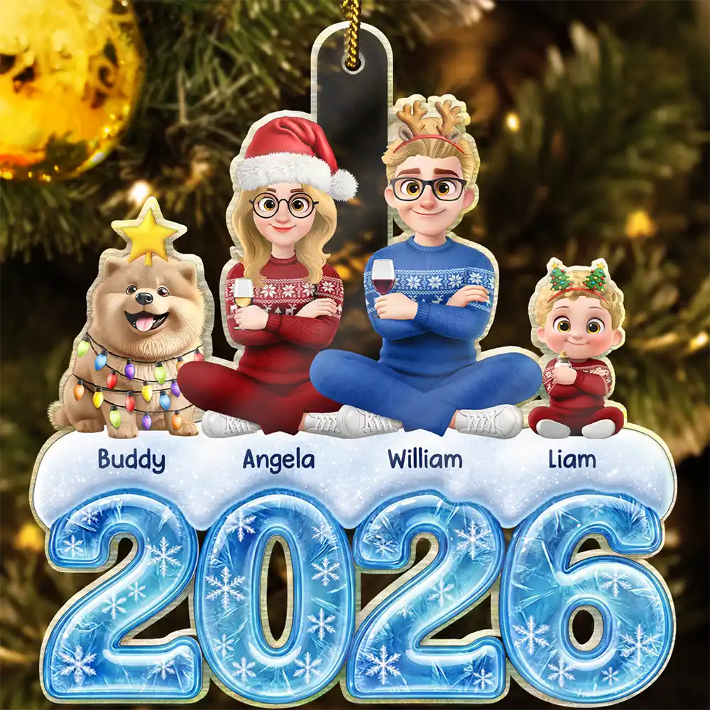 Frozen Ice Snowflake Family Christmas - Personalized Custom Shaped Acrylic Ornament