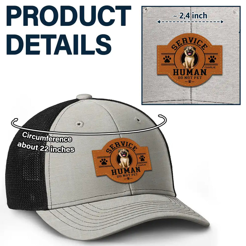 Dog Dad,Dog Mom,Dog Lovers,Funny - Fun 3D Effect Dog Service Human Do Not Pet - Personalized Leather Patch Hat
