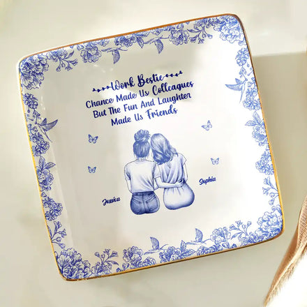 Fun And Laughter Made Us Work Bestie - Personalized Ring Dish
