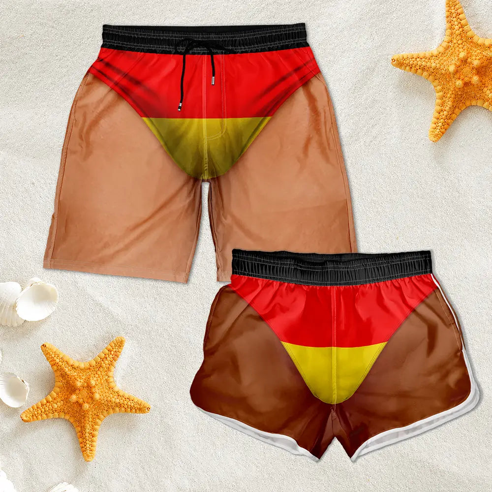Humorous, Gift For Men, Beach, Gift For Yourself, Summer - Funny 3D Body Swim Trunks Countries Flag - Personalized Unisex Beach Shorts