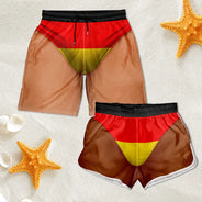 Humorous, Gift For Men, Beach, Gift For Yourself, Summer - Funny 3D Body Swim Trunks Countries Flag - Personalized Unisex Beach Shorts