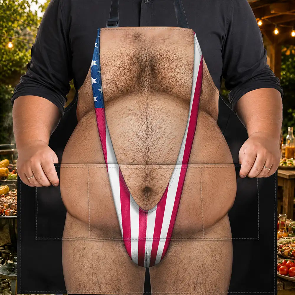 Grilling, Summer, Gift For Men, Gift For Yourself, Humorous - Funny 3D Hairy Body BBQ - Personalized Apron