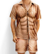 Summer, Gift For Men, Gift For Yourself, Humorous - Funny 3D Hairy Body Swimsuit - Personalized Hawaii Set Shirt And Shorts