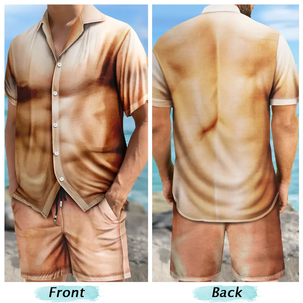 Summer, Gift For Men, Gift For Yourself, Humorous - Funny 3D Hairy Body Swimsuit - Personalized Hawaii Set Shirt And Shorts