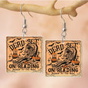 Funny,Reading,Gift For Yourself,Halloween - Funny Book Dead Set On Reading Skeleton Halloween - Personalized Acrylic Earrings