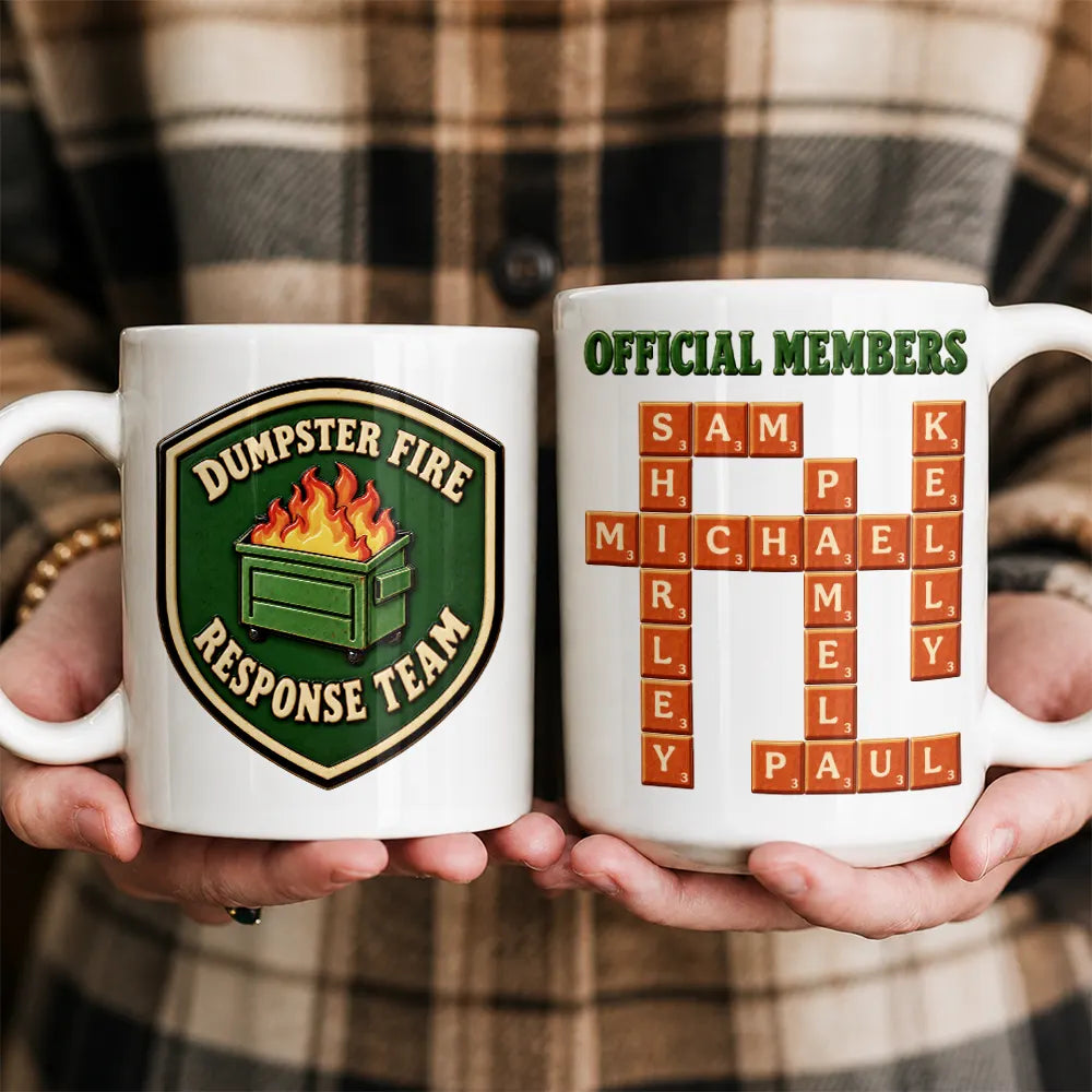 Christmas,Crossword,Gift For Colleagues,Humorous,Top Market - Funny Gift For Coworker - Personalized Crossword Dumpster Fire Response Team Mug