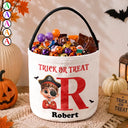 Adorable,Halloween,Gift For Kids,Vector - Funny Kid Costume Portrait With Name - Personalized Trick Or Treat Bag
