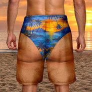 Gift For Bestie,Humorous,Beach,Summer,Icon - Funny Men Swim Trunks Tropical Pattern - Personalized Unisex Beach Shorts