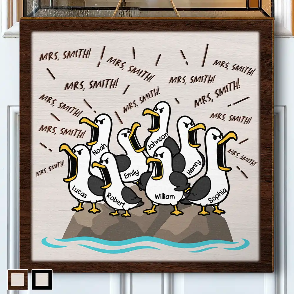 Funny Screaming Seagull - Personalized Custom Shaped Wood Sign