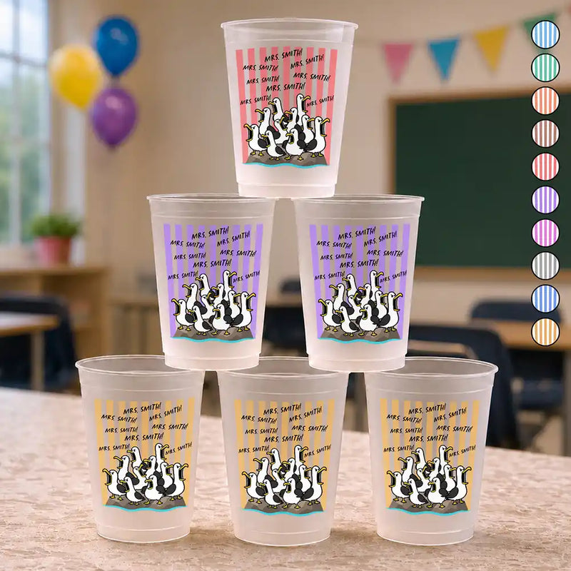 Teacher,Humorous,Back To School,Custom Text - Funny Screaming Seagull - Personalized Frosted Cups
