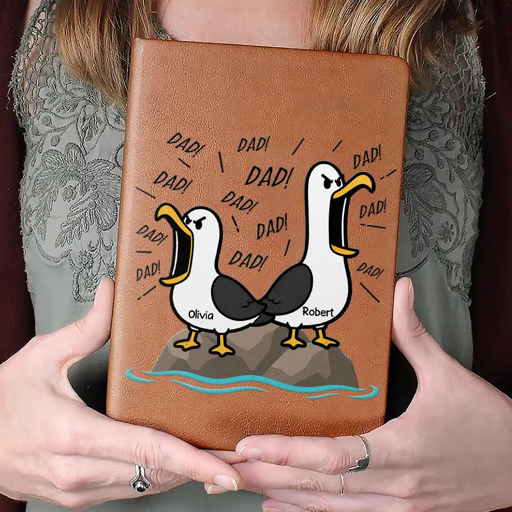 Gift For Grandpa,Gift For Father,Dad - Children,Grandpa - Grandkids,Mom - Children,Gift For Mother,Teacher,Non-Eng,Icon,Humorous - Funny Screaming Seagull - Personalized Leather Journal