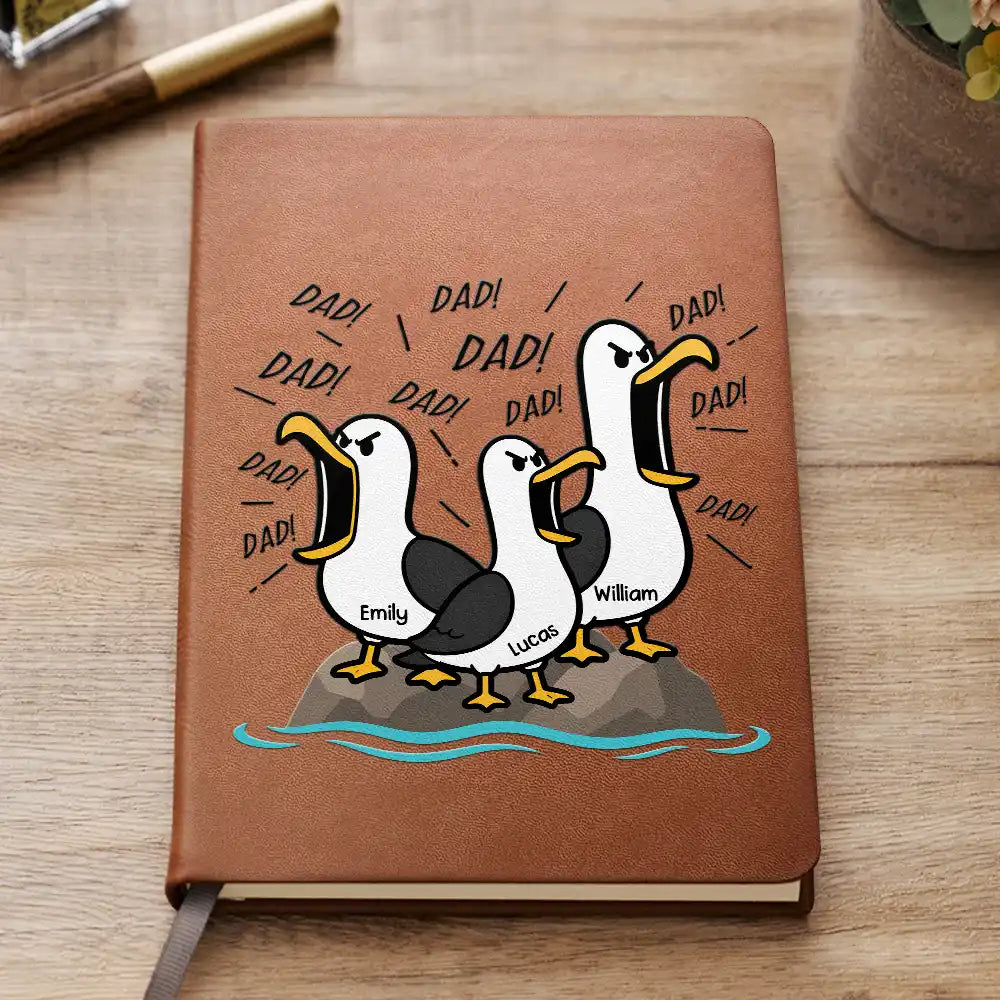 Gift For Grandpa,Gift For Father,Dad - Children,Grandpa - Grandkids,Mom - Children,Gift For Mother,Teacher,Non-Eng,Icon,Humorous - Funny Screaming Seagull - Personalized Leather Journal